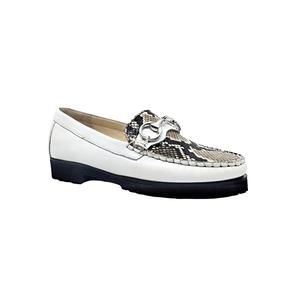 NEW ROBERT ZUR women's soho loafer in white/python